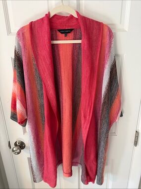Ming Wang Heritage Fit 1X Striped Knit
Cardigan - Pink/Orange/Grey EUC
